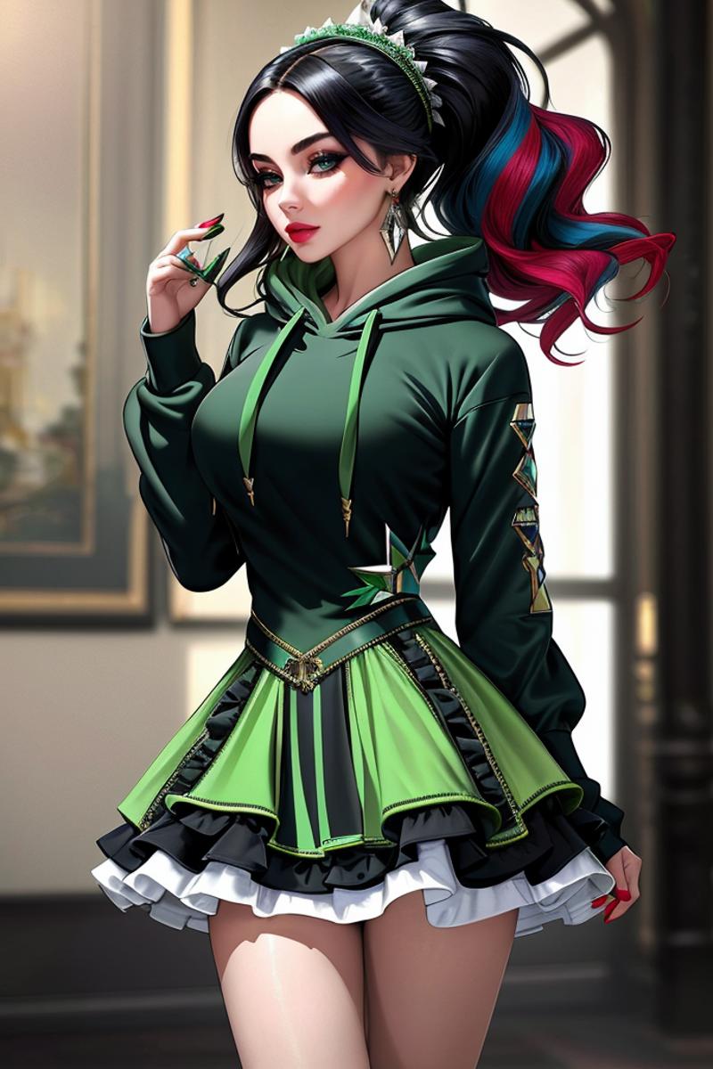 05086-1520206916-((Masterpiece, best quality,edgQuality))_((hoodie)),edgJG fashion, a woman in a ((designer dress)),green costume, frills ,wearin.png